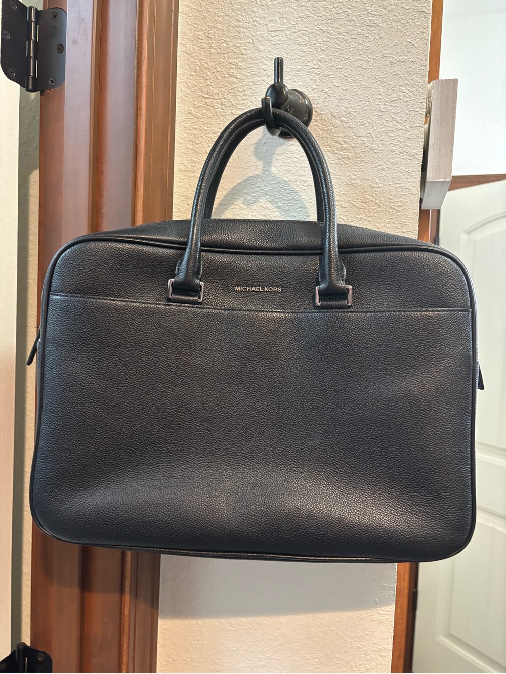 Michael Kors Black Pebbled Leather Briefcase